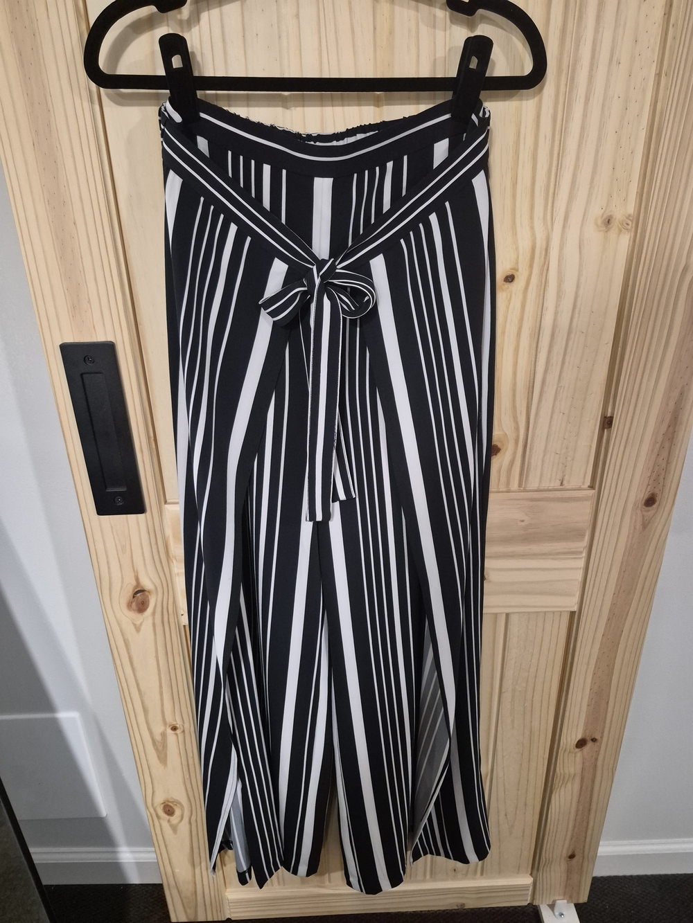Bar III Black and White Striped Tie-Waist Pants